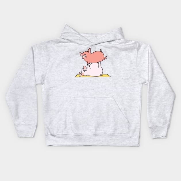 Acroyoga Pig Kids Hoodie by huebucket